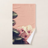 Zwarte Zen Stenen Bloemen Bad Handdoek (Handdoek)