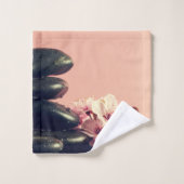 Zwarte Zen Stenen Bloemen Bad Handdoek (Wasdoekje)