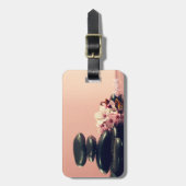 Zwarte Zen stenen bloemen Bagagelabel (Voorkant verticaal)