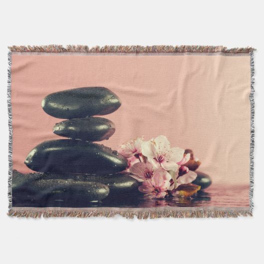 Zwarte Zen stenen bloemen Deken (Voorkant)