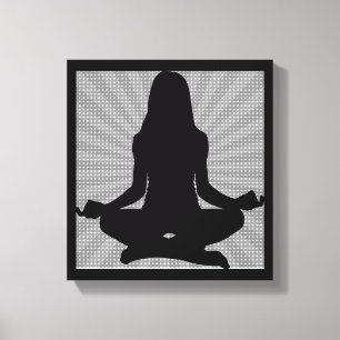 Zwarte Zen-vrouw doet yogameditatie canvasmuur Canvas Afdruk
