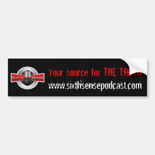 Zwarte Zesde Sense Logo Bumpersticker - Gepersonal (Voorkant)