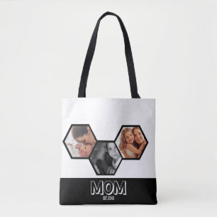 Zwarte Zeshoek Moeder Opgericht 3 Foto Tote Bag