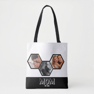 Zwarte Zeshoek Moeder Opgericht 3 Foto Tote Bag