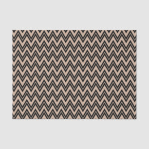 Zwarte zigzag Chevron over Tan Achtergrond Tissuepapier