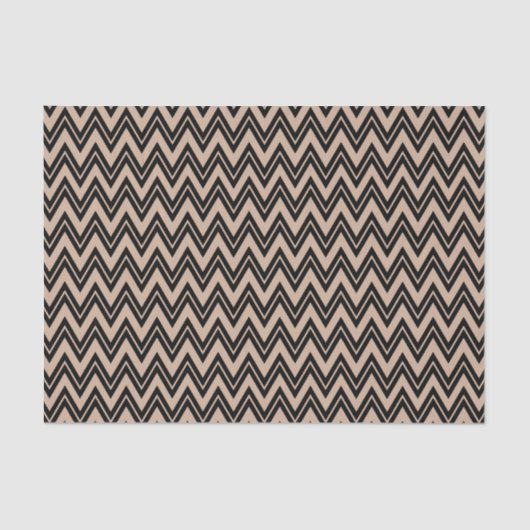 Zwarte zigzag Chevron over Tan Achtergrond Tissuepapier (Voorkant)