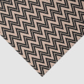 Zwarte zigzag Chevron over Tan Achtergrond Tissuepapier (Detail)