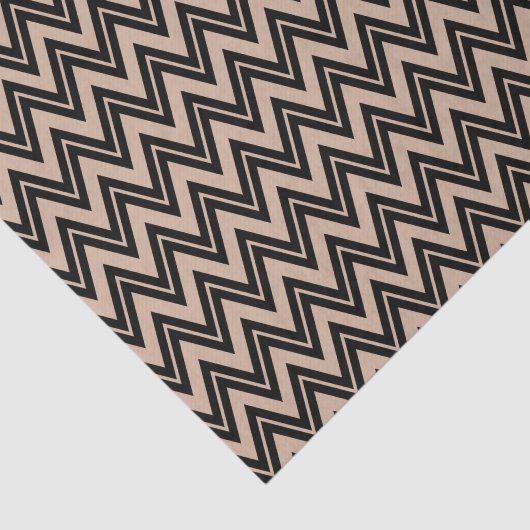 Zwarte zigzag Chevron over Tan Achtergrond Tissuepapier (Detail)