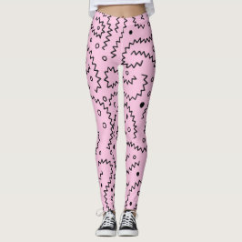 Zwarte zigzaglijnen op roze patroon leggings