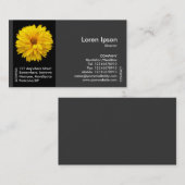 Zwarte zijband ventilator - Geel chrysanthemum Visitekaartje (Voorkant / Achterkant)