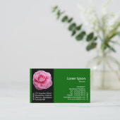 Zwarte zijband ventilator - Roze Camellia - Groen Visitekaartje (Staand voorkant)