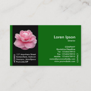 Zwarte zijband ventilator - Roze Camellia II - Gro Visitekaartje