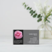 Zwarte zijband ventilator - Roze Camellia Visitekaartje (Staand voorkant)
