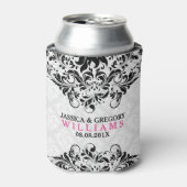 zwarte zijde op witte doekjes blikjeskoeler (Blikje Voorkant)