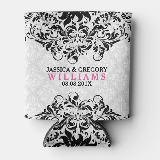 zwarte zijde op witte doekjes blikjeskoeler (Voorkant)