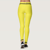 Zwarte Zijstreep Gele Leggings met aangepaste teks (Achterkant)