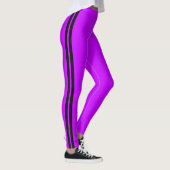 Zwarte Zijstreep Paarse Leggings Aangepaste Kleure (Rechts)