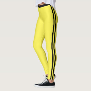Zwarte Zijstrepen Gele Broek Uw Kleuren Leggings