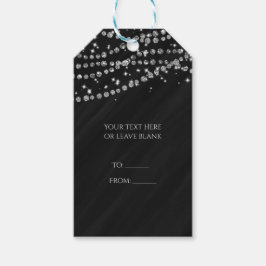 Zwarte & Zilver Diamond Bling Glam Sparkle Party Cadeaulabel