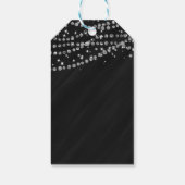 Zwarte & Zilver Diamond Bling Glam Sparkle Party Cadeaulabel (Achterkant)