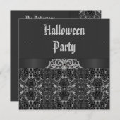 Zwarte & Zilver Elegance Halloween Party Kaart (Voorkant / Achterkant)