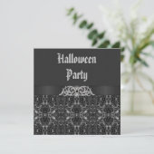 Zwarte & Zilver Elegance Halloween Party Kaart (Staand voorkant)