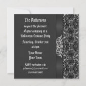 Zwarte & Zilver Elegance Halloween Party Kaart (Achterkant)