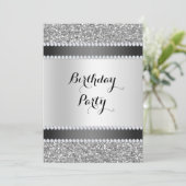 Zwarte & Zilver, Glitter & Diamonds, zondag Kaart (Staand voorkant)