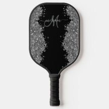 Zwarte Zilver Glitter Grijs Moderne Monogram