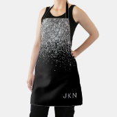 Zwarte Zilver Glitter Meisjesnaam Monogram Schort (Insitu)