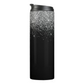 Zwarte Zilver Glitter Meisjesnaam Monogram Thermosbeker (Geroteerd rechts)