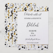 Zwarte Zilver Gouden Glam Confetti Verjaardag Kaart (Voorkant / Achterkant)