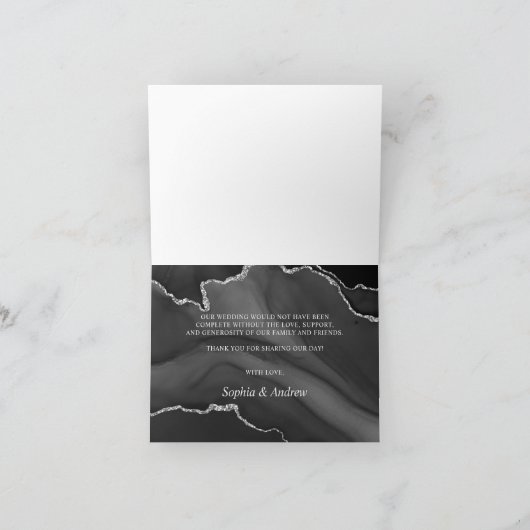 Zwarte & Zilver Hartelijk dank Bedankkaart (Binnen)