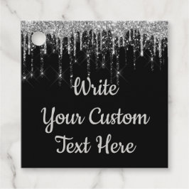 Zwarte zilver Jubileum Birthday Glitter Bedankjes Labels