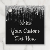 Zwarte zilver Jubileum Birthday Glitter Bedankjes Labels (Voorkant)