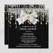 Zwarte zilverdiamantshimmer licht elegant kaart (Voorkant / Achterkant)