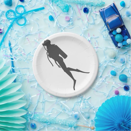 Zwarte zilverduikers papieren bordje (Feest)