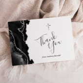 Zwarte zilveren agaat eerste communie Dank u Bedankkaart