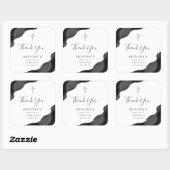 Zwarte zilveren agaat Eerste Heilige Communie Dank Vierkante Sticker (Vel)