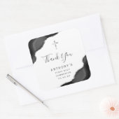 Zwarte zilveren agaat Eerste Heilige Communie Dank Vierkante Sticker (Envelop)