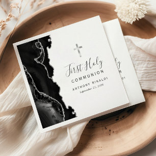 Zwarte Zilveren Agaat Eerste Heilige Communie Servet