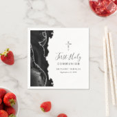 Zwarte zilveren agaat Eerste Heilige Communie Servet (Insitu)