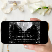 Zwarte zilveren ballonnen voor Sweet 16 Save The Date