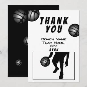 Zwarte Zilveren Basketbal Bedankt Coach Kaart