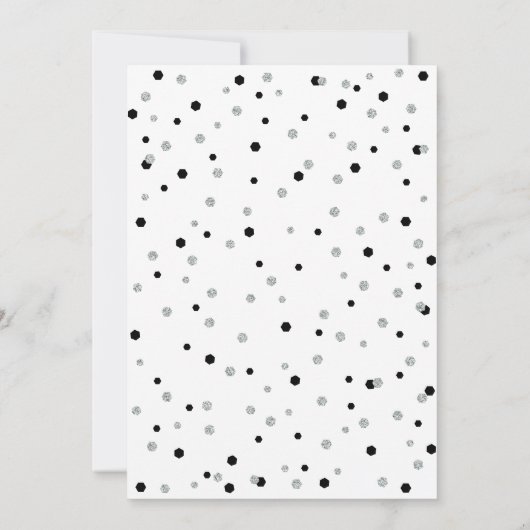 Zwarte & Zilveren Confetti 80ste verjaardag Kaart (Achterkant)