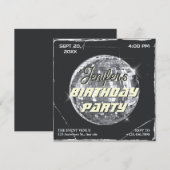 Zwarte zilveren disco party bal grunge verjaardag kaart (Voorkant / Achterkant)