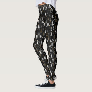 Zwarte, zilveren en gouden kerstbomen leggings