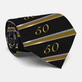 Zwarte, zilveren en gouden stropdas voor 50e verja (Opgerold)