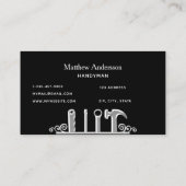 Zwarte zilveren gereedschappen, thuisreparateurs visitekaartje (Achterkant)