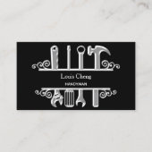 Zwarte zilveren gereedschappen, thuisreparateurs visitekaartje (Voorkant)